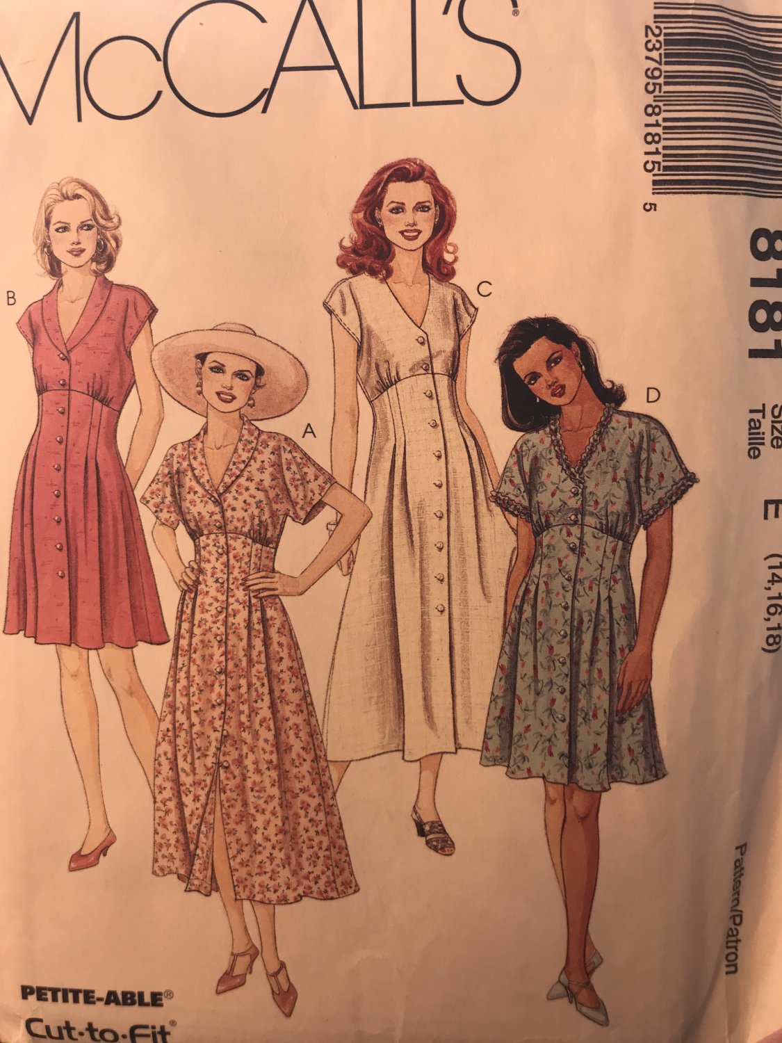 McCall's 8181 Misses' Summer Dress in Two Lengths Sewing Pattern size 14 16 18