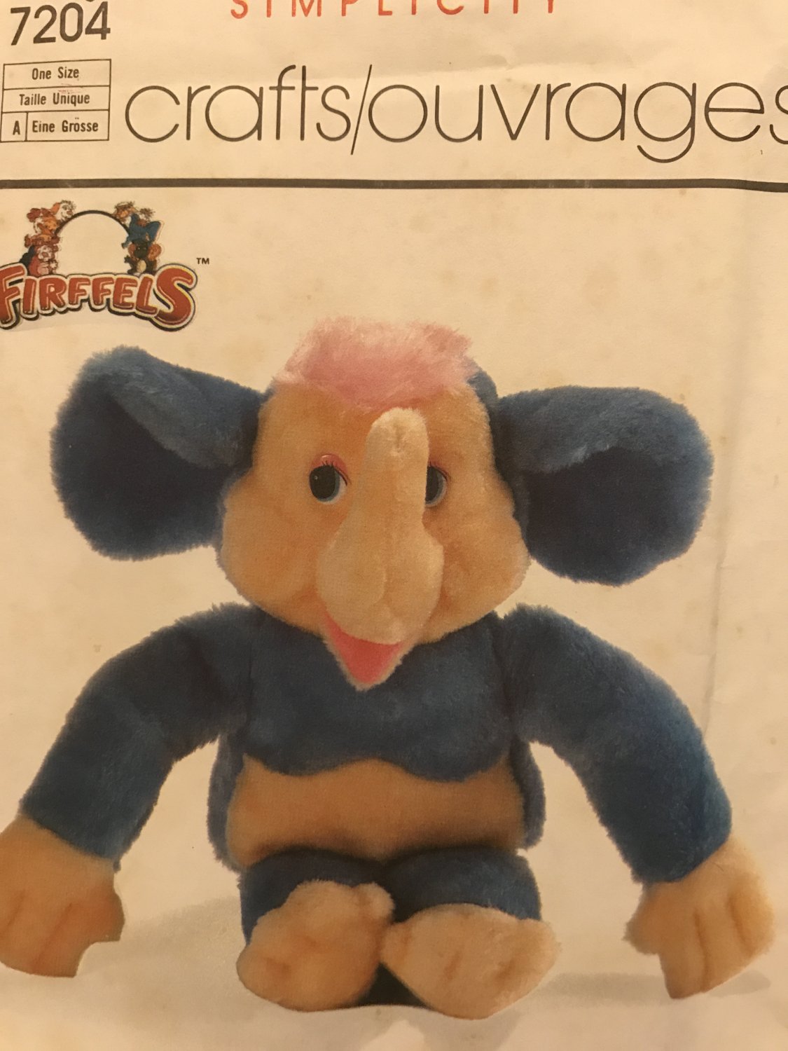 Simplicity 7204 Firffels Stuffed Animal Elephonkey Elephant Monkey Toy Sewing Pattern
