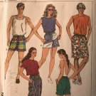 Simplicity 7501 Men's, Misses, Teen Boys Jams in Three Lengths Shorts Sewing Pattern Size Med.