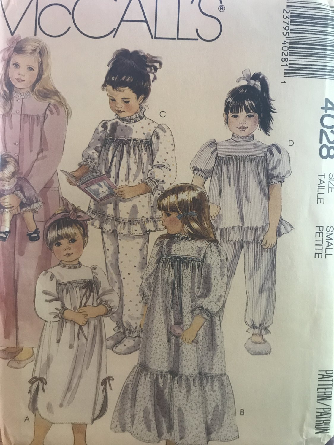 McCall's4028 Toddlers' Robe, Nightgowns, Pajamas and Booties Sewing Pattern size 2