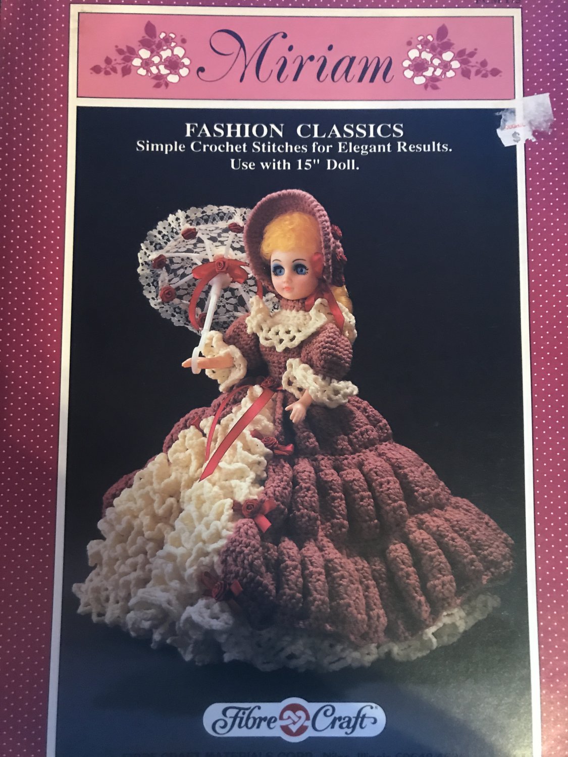 Miriam Southern Bell Doll Gown for 15¨ doll Crochet Pattern Fibre Craft FCM175