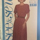 Butterick 5538 Misses' Pullover dress Size 16 to 22 Sewing Pattern