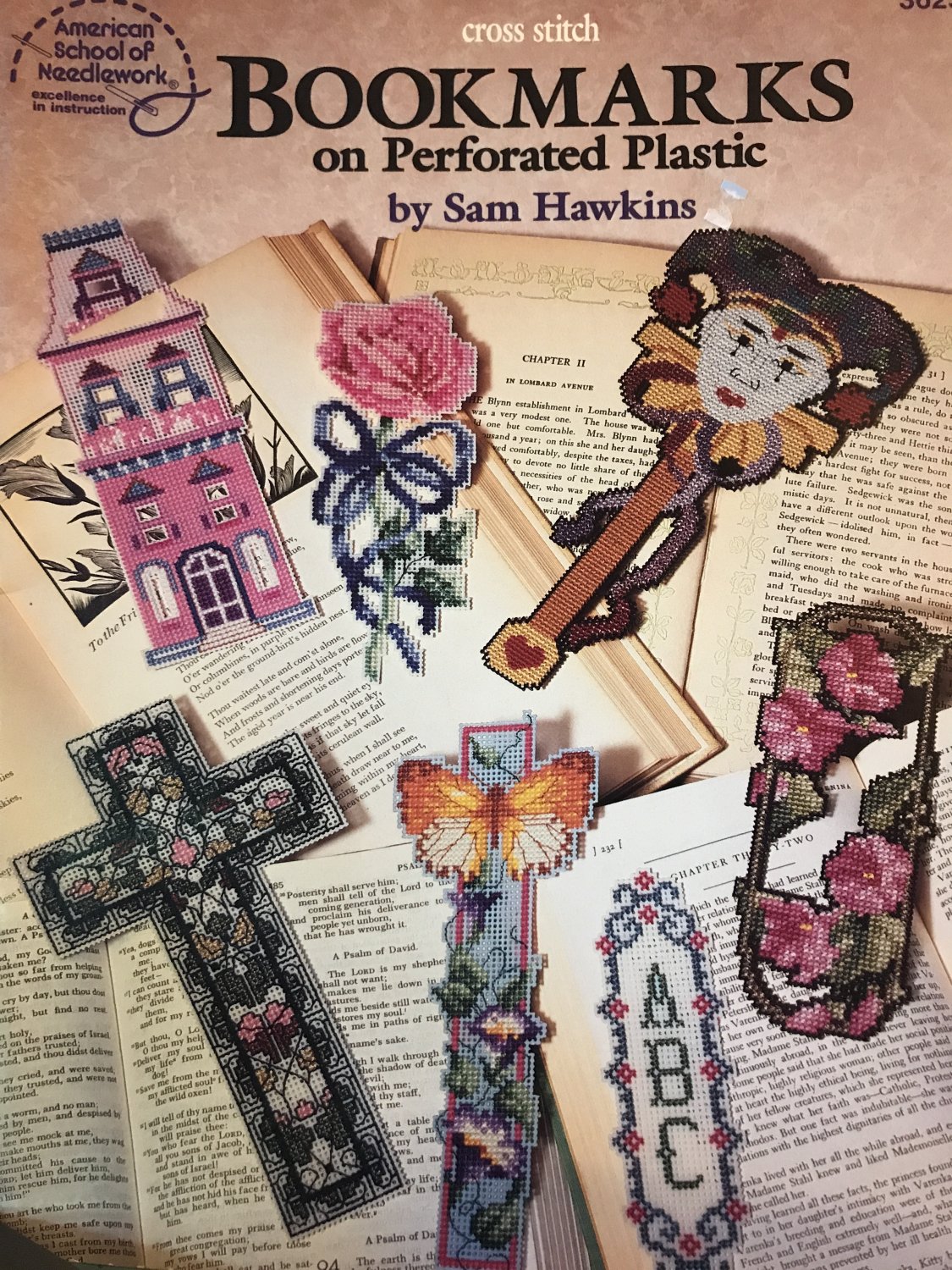 Bookmarks on Perforated Plastic Cross Stitch Pattern American School of Needlework 3623 Sam Hawkins