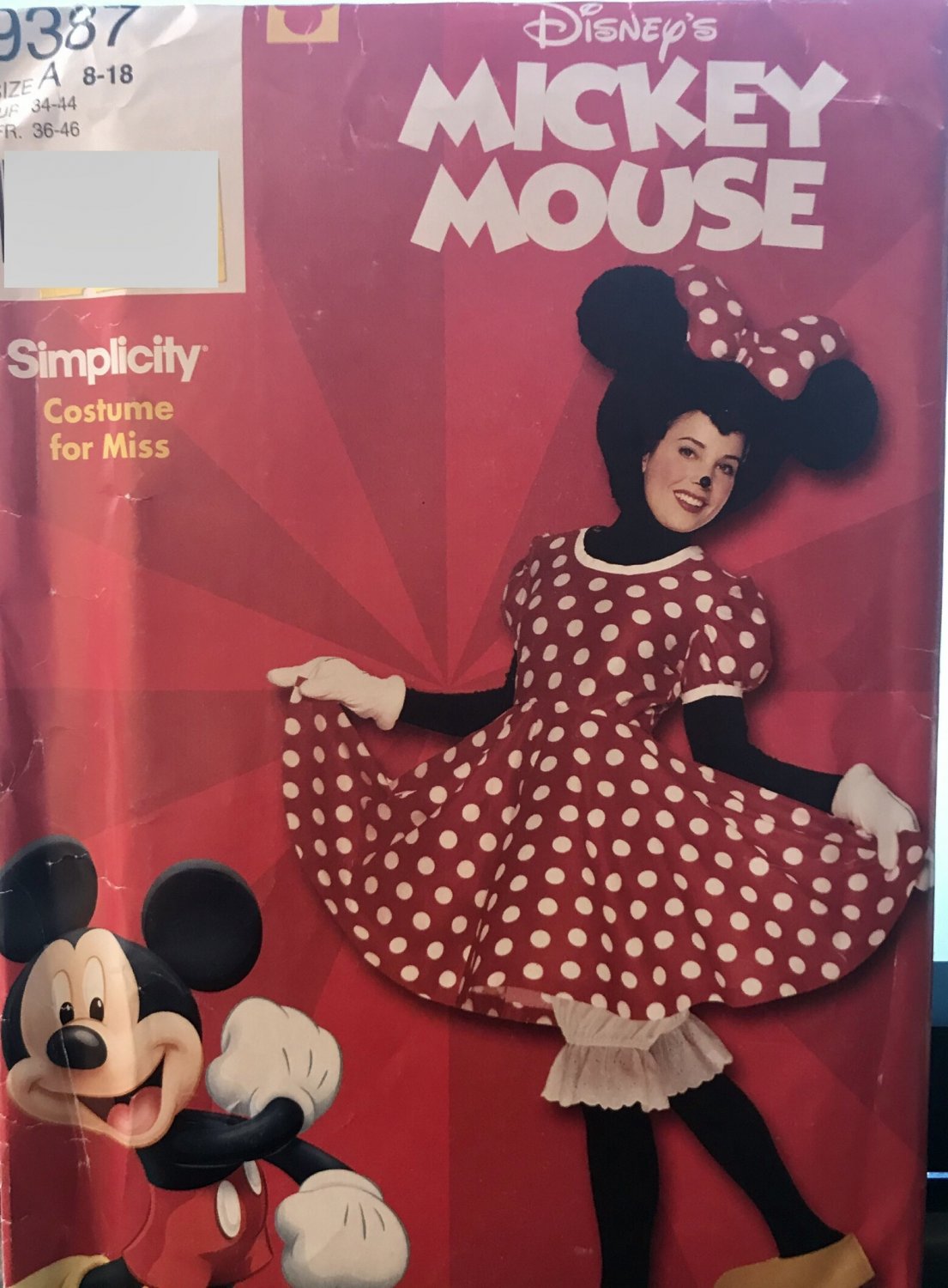 Misses' Minnie Mouse Costume Sewing Pattern Simplicity 9387 Size 8 - 18