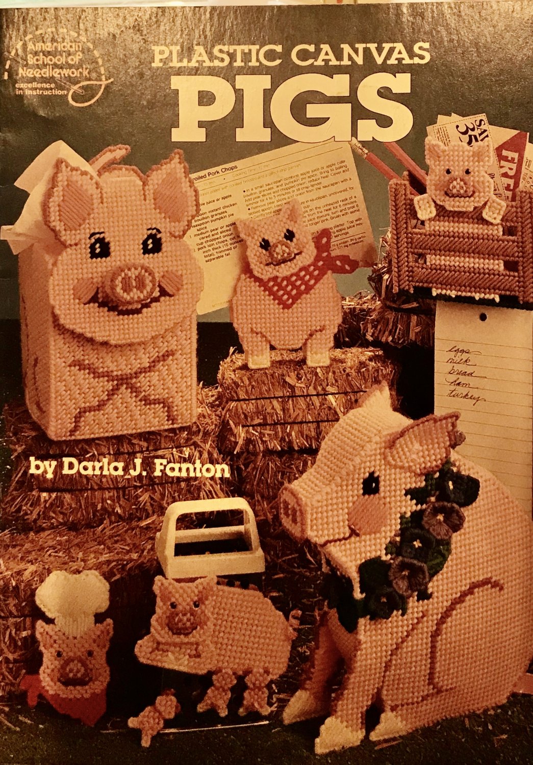 Plastic Canvas Pigs American School of Needlework Pattern 3106