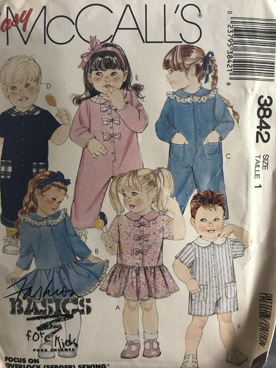 McCall's 3842 Toddler's Dress & Jumpsuit Sewing Pattern size 1