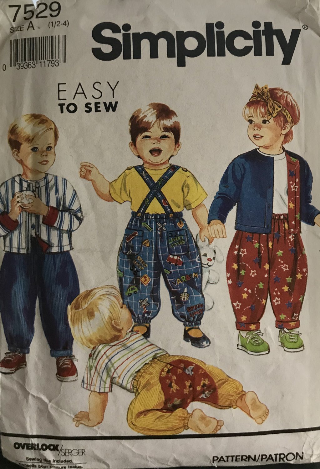 Simplicity 7529 Toddlers' Pants with Suspenders, Top & Lined Jacket: Sewing Pattern SZ 1/2 to 4