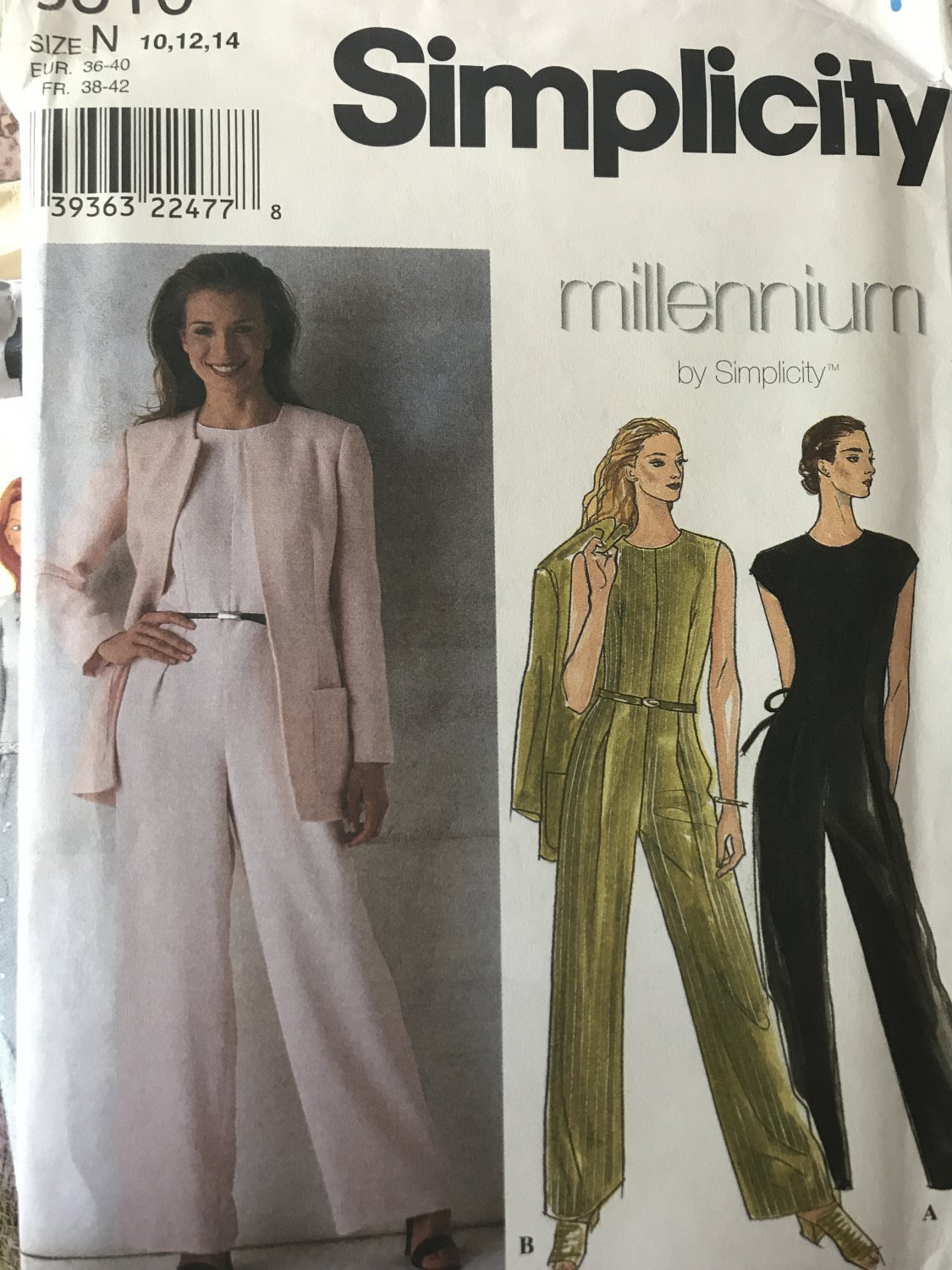 Simplicity Pattern 8510 Misses Jumpsuit and Jacket. Bust 32 1/2-36. Sizes 10-14