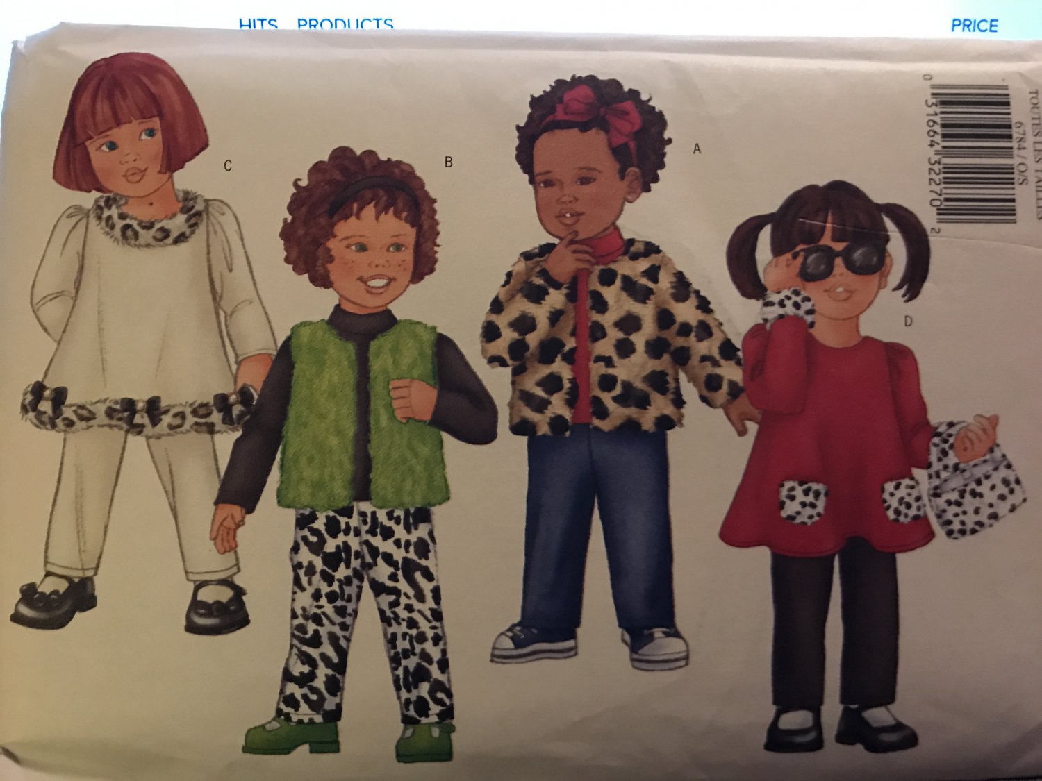 Butterick 6784 Jacket, Vest, Top, pant & Bag Sewing Pattern size 1-4