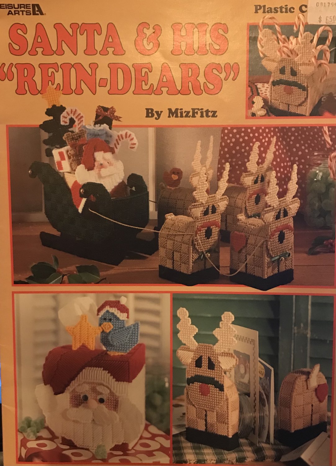 Plastic Canvas Santa & His Rein-Dears Leisure Arts 1848