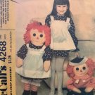 McCalls 4268 8078 628 36" Raggedy Ann Andy Rag Doll Clothes Childs Apron Sewing Pattern Transfer