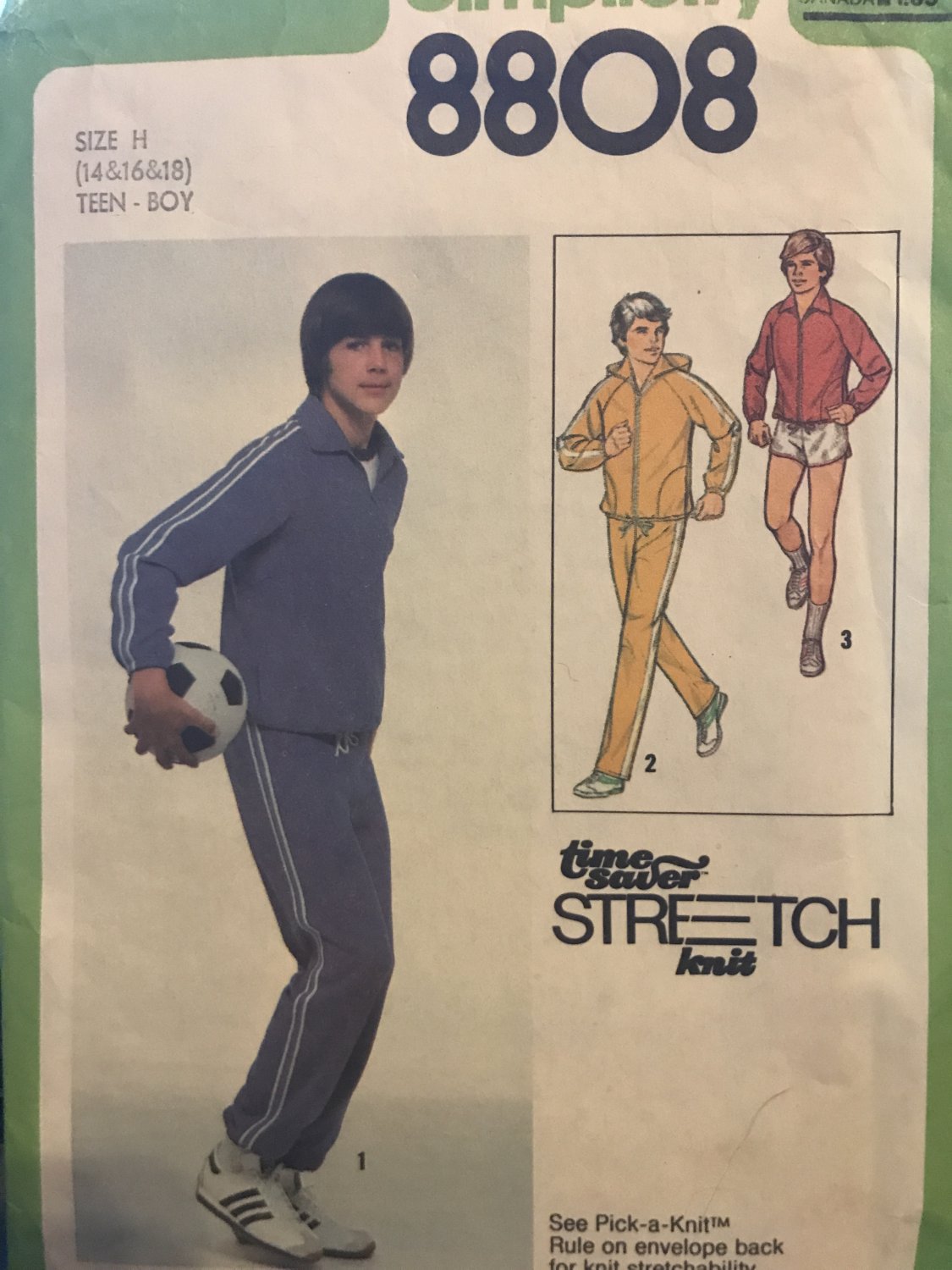 Simplicity 8808 Teen Boy's Jacket with or without Hood, Pants Shorts Sewing Pattern size 14 16 18