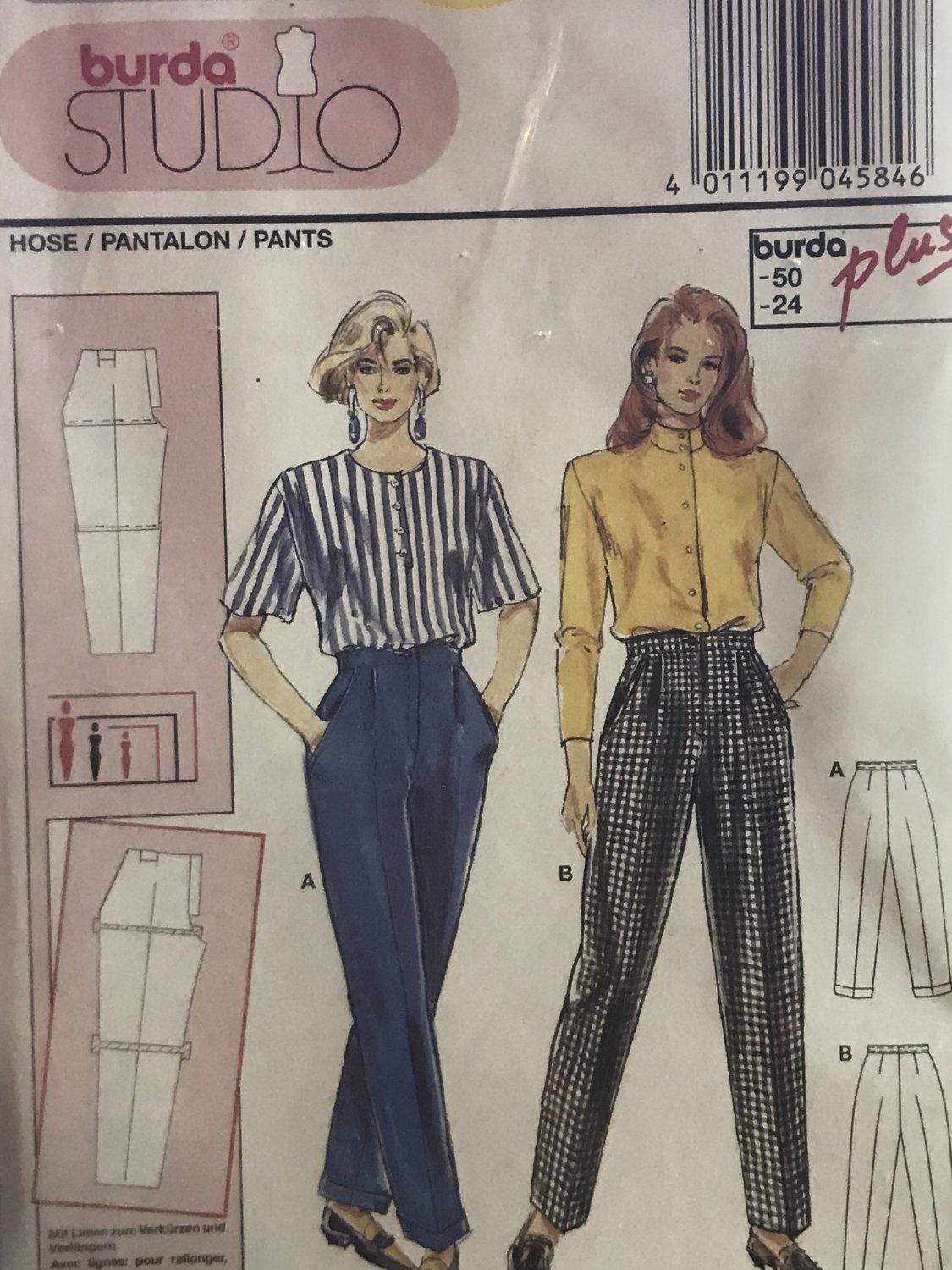 Burda 4584 Ladies' Pants Slacks Sewing Pattern size 6 to 24