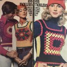 Coats  & Clark"s  Studio Card No. 4 Rib Ticklers Groovy Retro Vests Crochet Pattern 1970's
