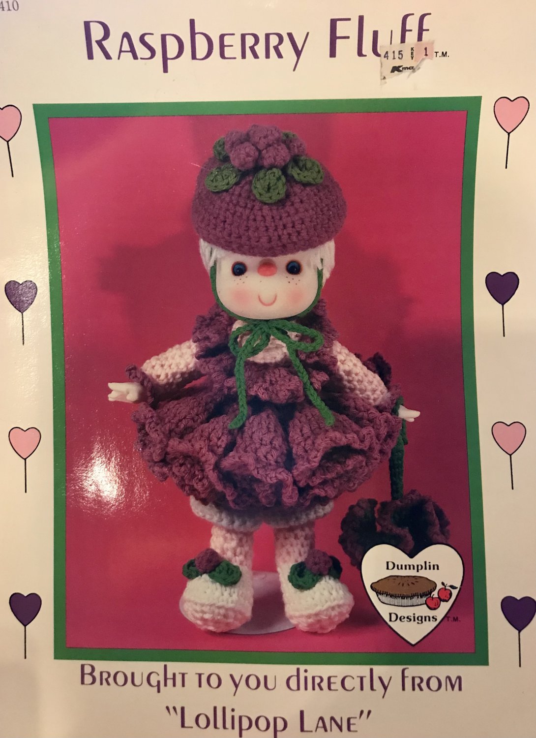Raspberry Fluff Crochet doll pattern Cupcake Corner Dumplin Designs CDC410