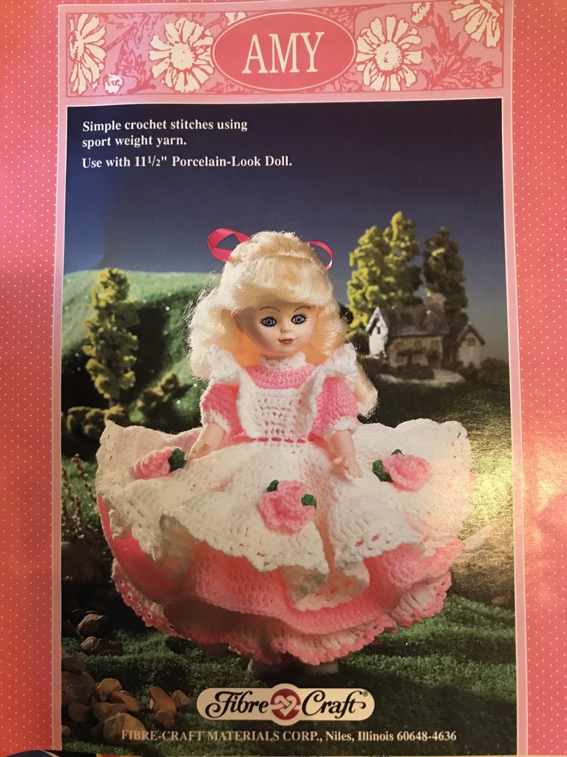 Amy Doll Dress Crochet Pattern Fibre Craft 240 for 11 1/2" doll