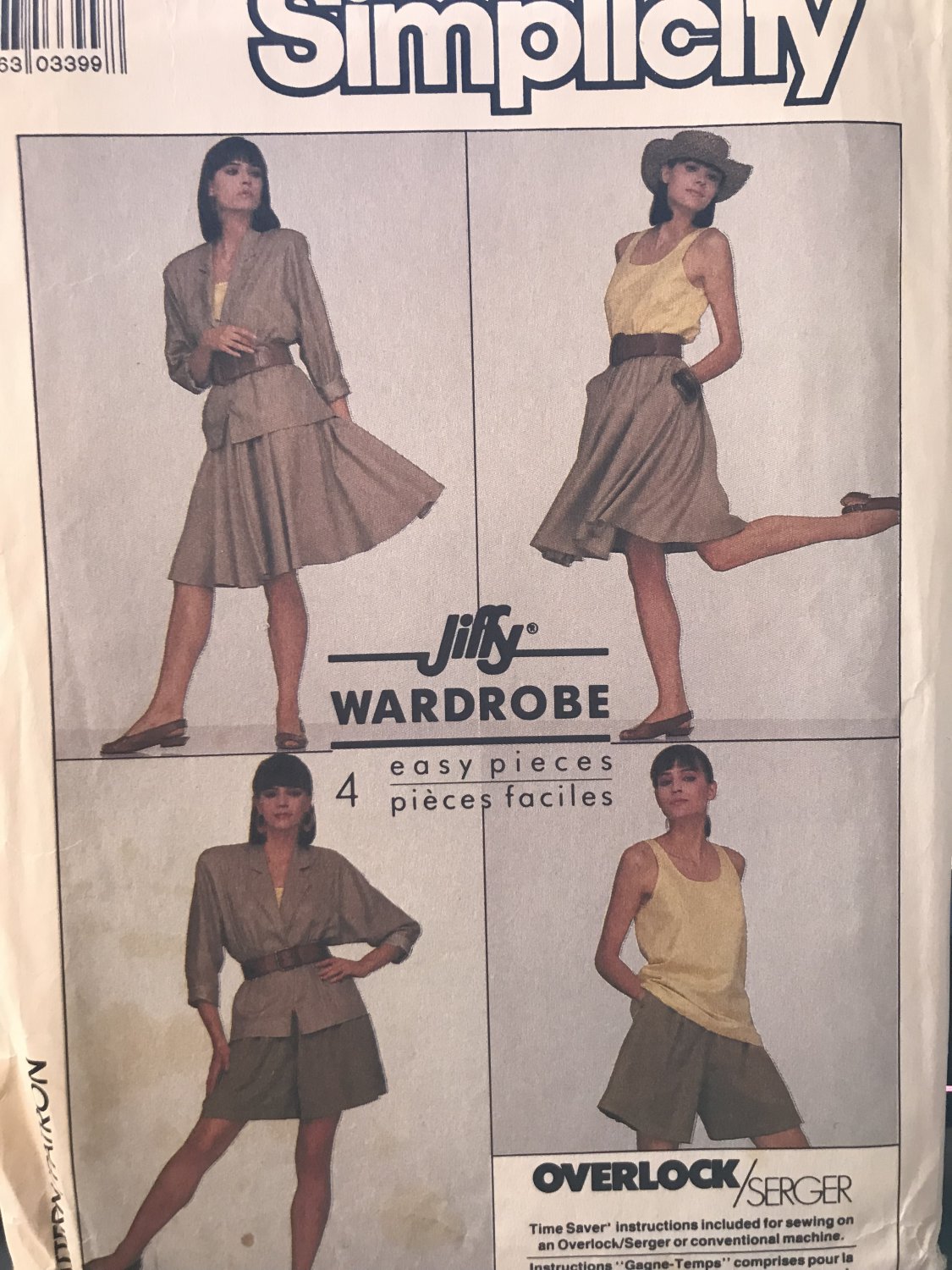Simplicity 8424 Misses' Pull-On Shorts and Skirt, Top and Unlined Jacket sewing pattern size 6 -10