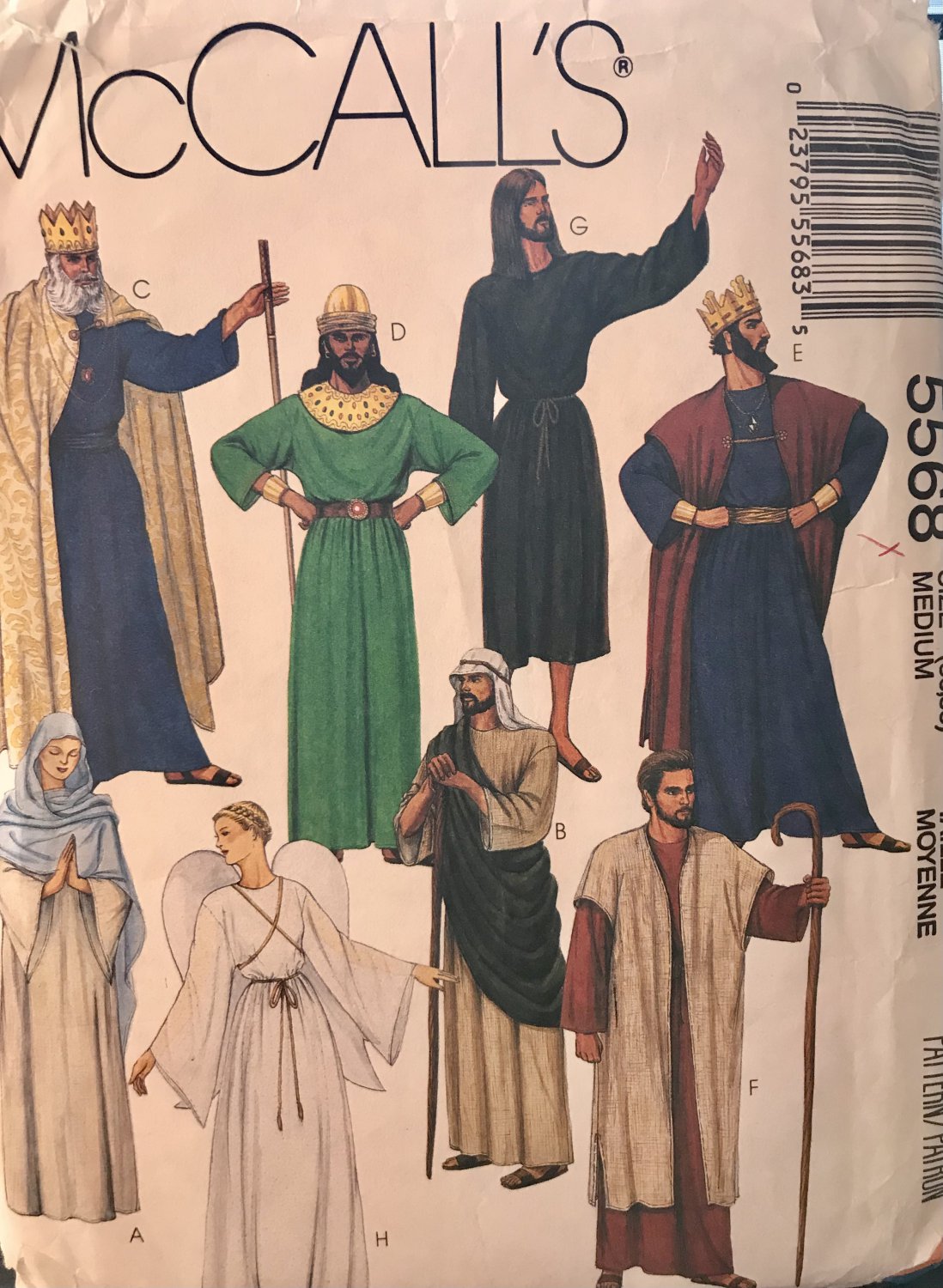 McCall's 5568 Sewing Pattern Adults Unisex Christmas Pageant Costumes Size Medium chest 36 38