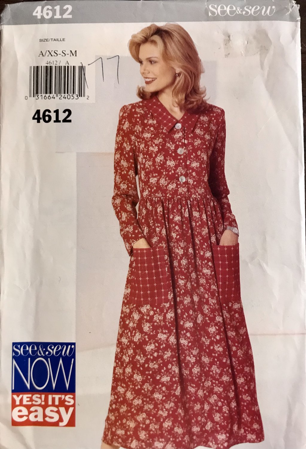 Butterick Sewing Pattern 4612 Misses Dress Size XS, S, M UNCUT