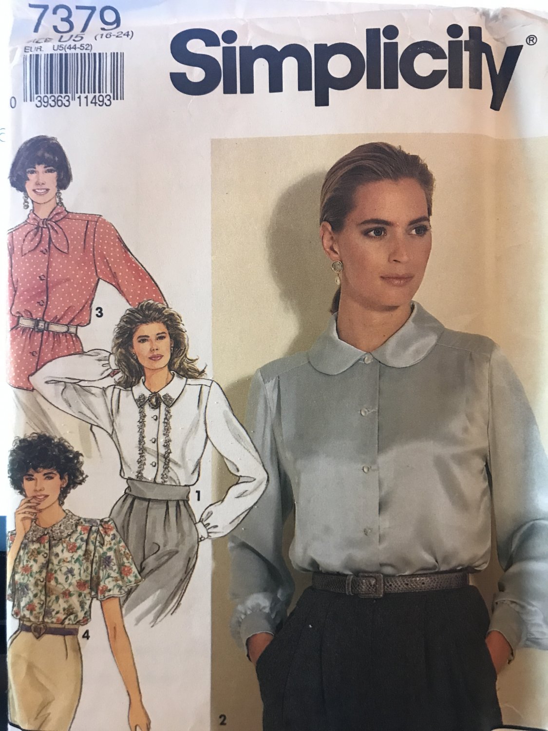 Simplicity 7379 Misses' Blouse with Collar Variations Sewing Pattern size 16 - 24