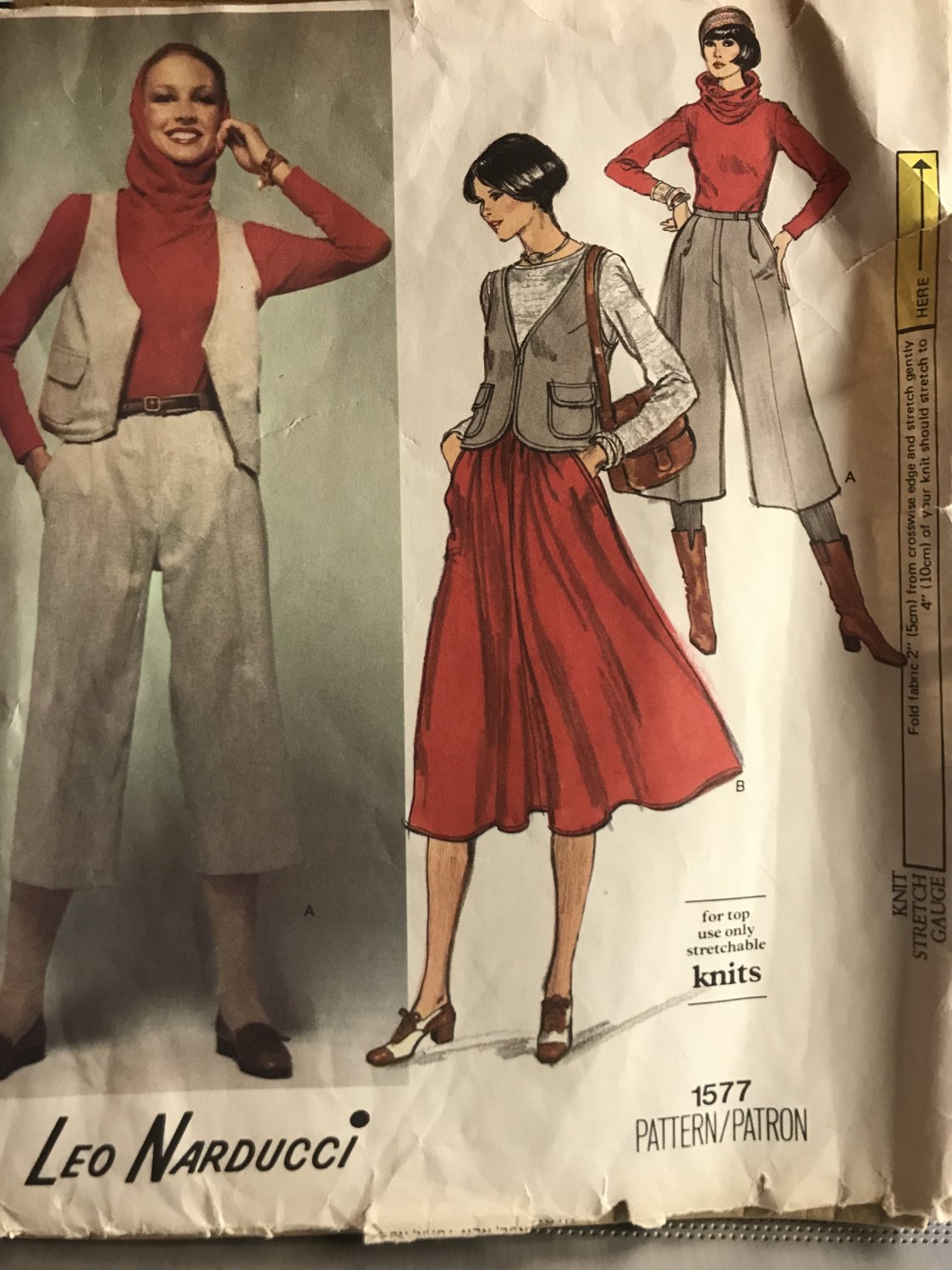 Vogue American Designer 1577 Leo Narducci Misses' Vest, Skirt, Culottes, Top Sewing Pattern Size 12