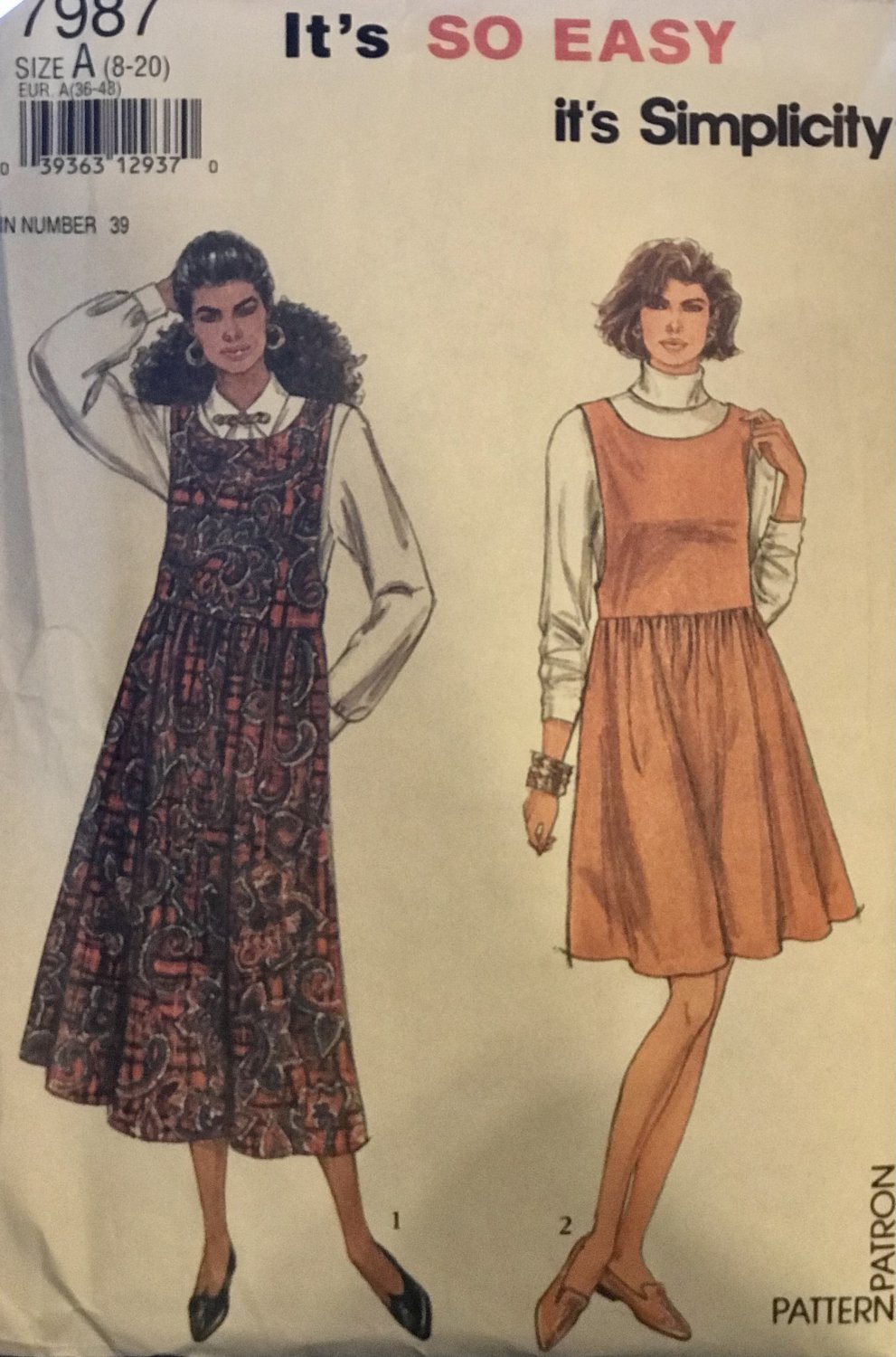 Simplicity 7987 Misses' Jumper in Two Lengths Sewing Pattern size 8 - 20