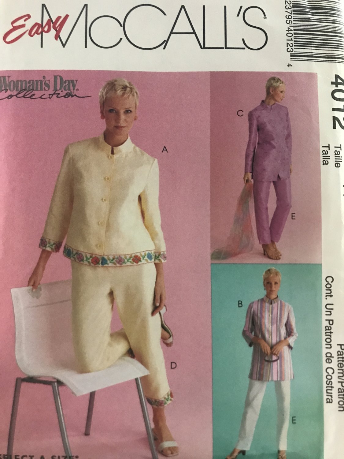 McCall's 4012 Misses top and pants in two lengths Sewing Pattern size 16 - 22