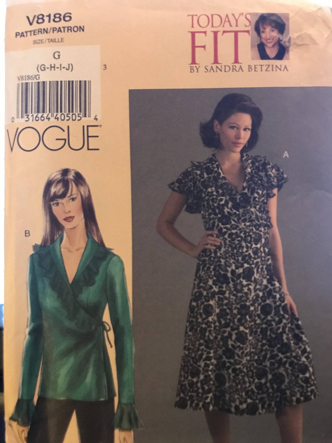 Vogue 8186 Loose-fitting Wrap Dress & Top both w/ Princess Seams Sewing Pattern Size XL XX