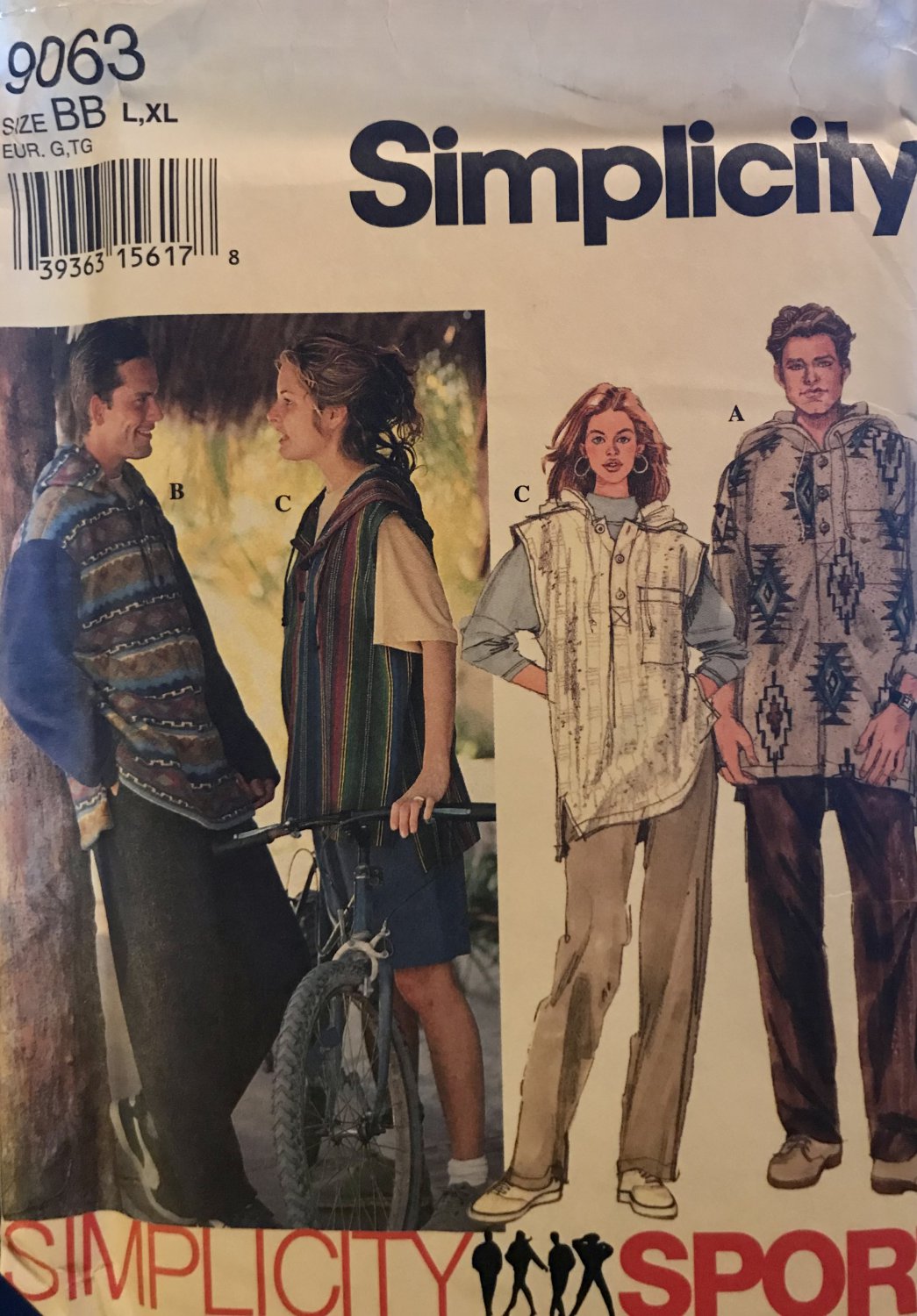 Simplicity 9063 Misses' Mens & Teens pull on pants or short, Hoody shirt Sewing Pattern Size L XL