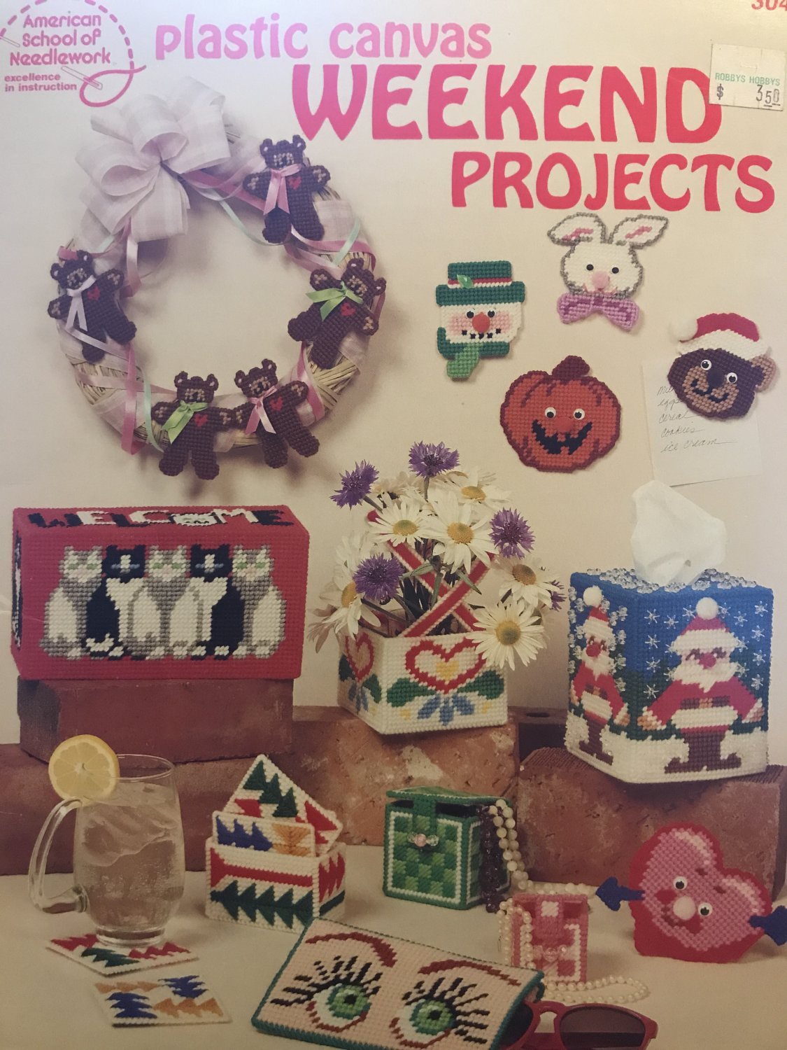 American School of Needlework Weekend Projects Plastic Canvas Pattern Booklet #3042