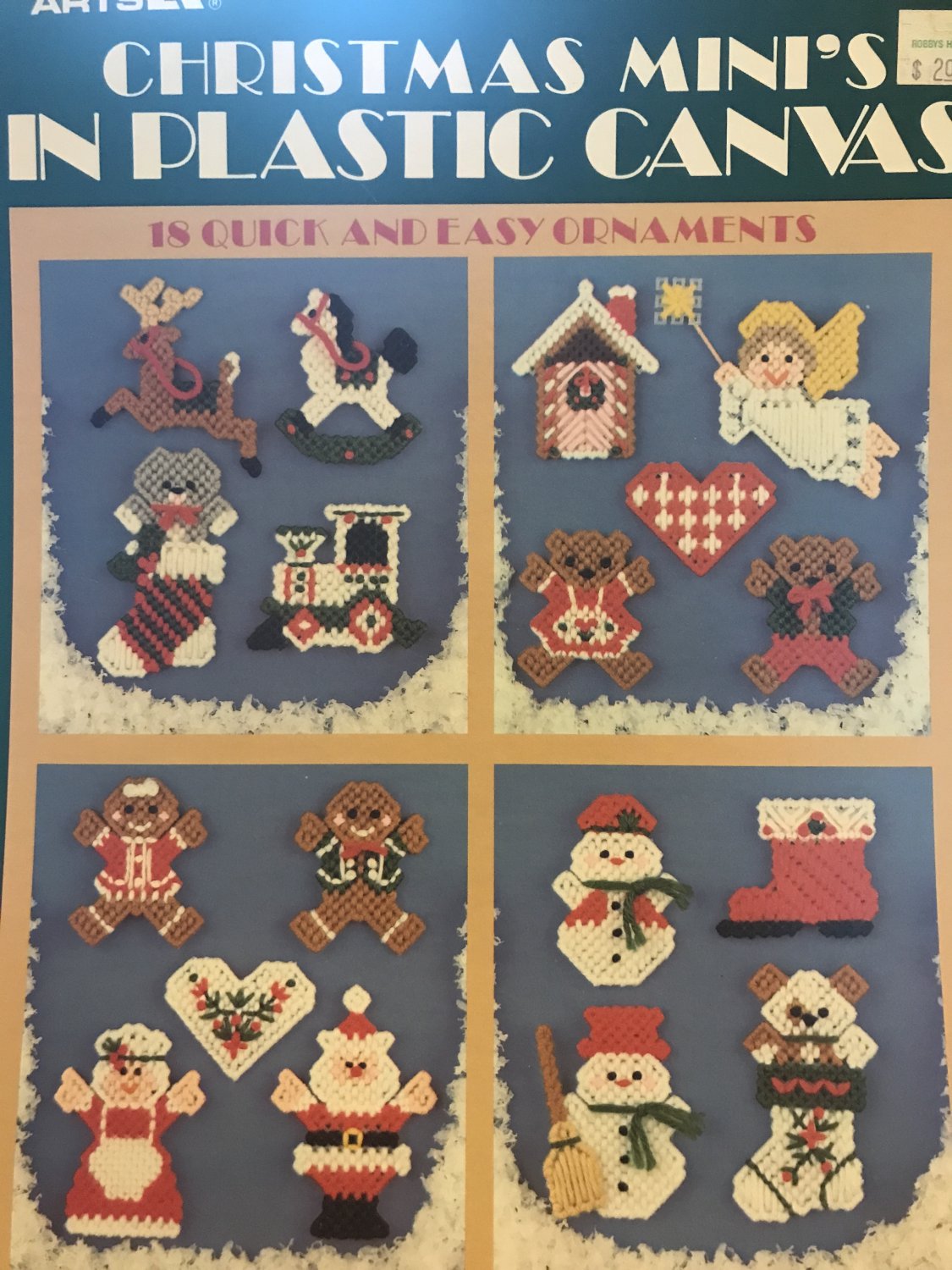Christmas MIni's in Plastic Canvas Leisure Arts 1059 Christmas Ornaments
