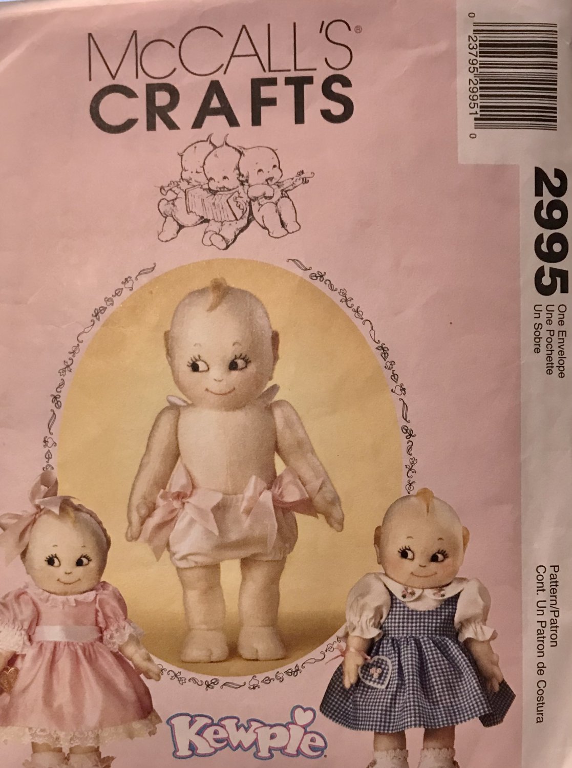 McCall's 2995 Kewpie Cupie Doll soft sculpture doll and clothes Sewing Pattern 14" complete