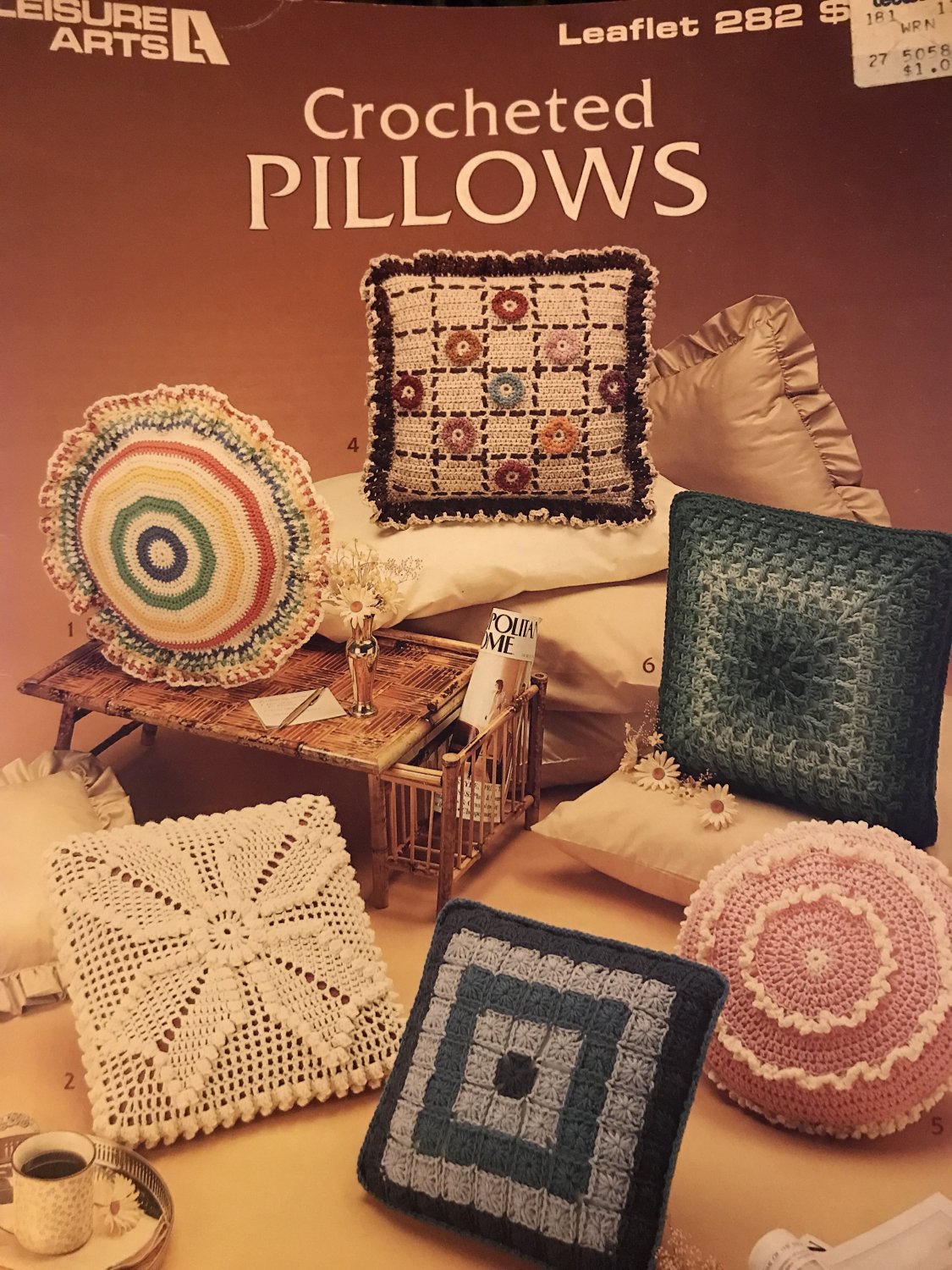 Pillows Crochet Pattern Leisure Arts 282  6 designs worsted weight yarn