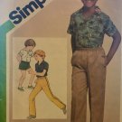 Simplicity 9887 Boy's Shirt, Pull on Pants or Shorts Sewing Pattern Size 12 Chest 30" Waist 26"