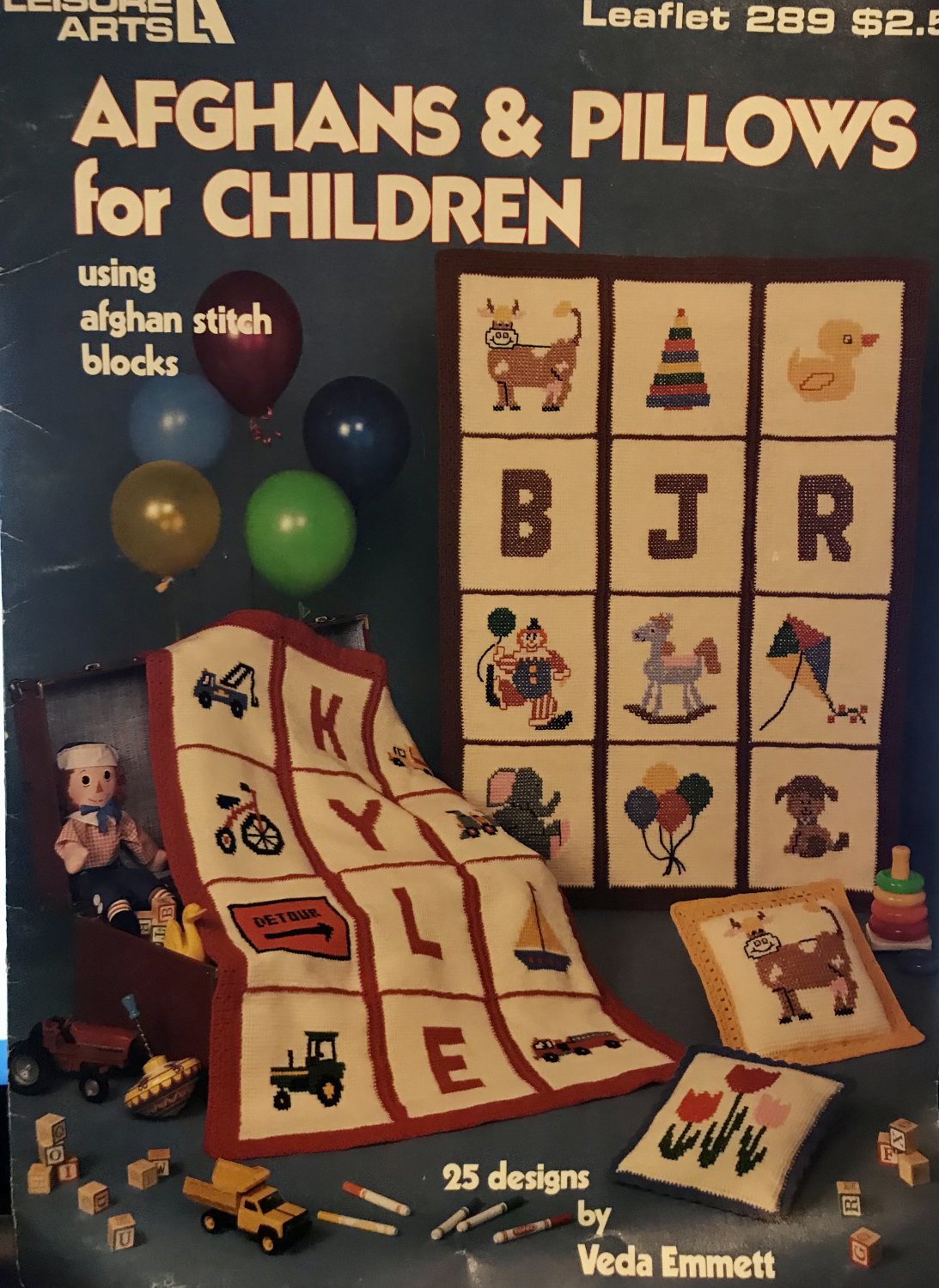 Afghans & Pillows for Children using Afghan Stitch Blocks Crochet Pattern Book, Leisure Arts 289