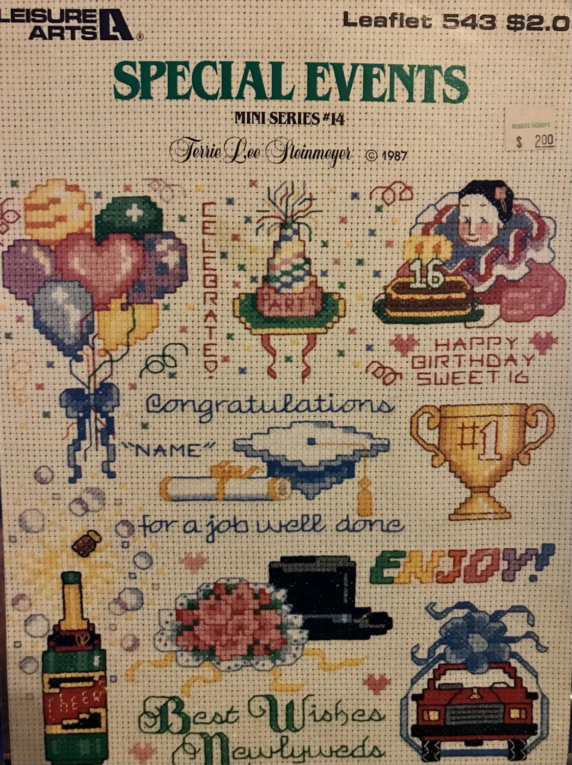 Special Events Minis #14 Leisure Arts 543 Cross Stitch charts Birthday, graduation, wedding