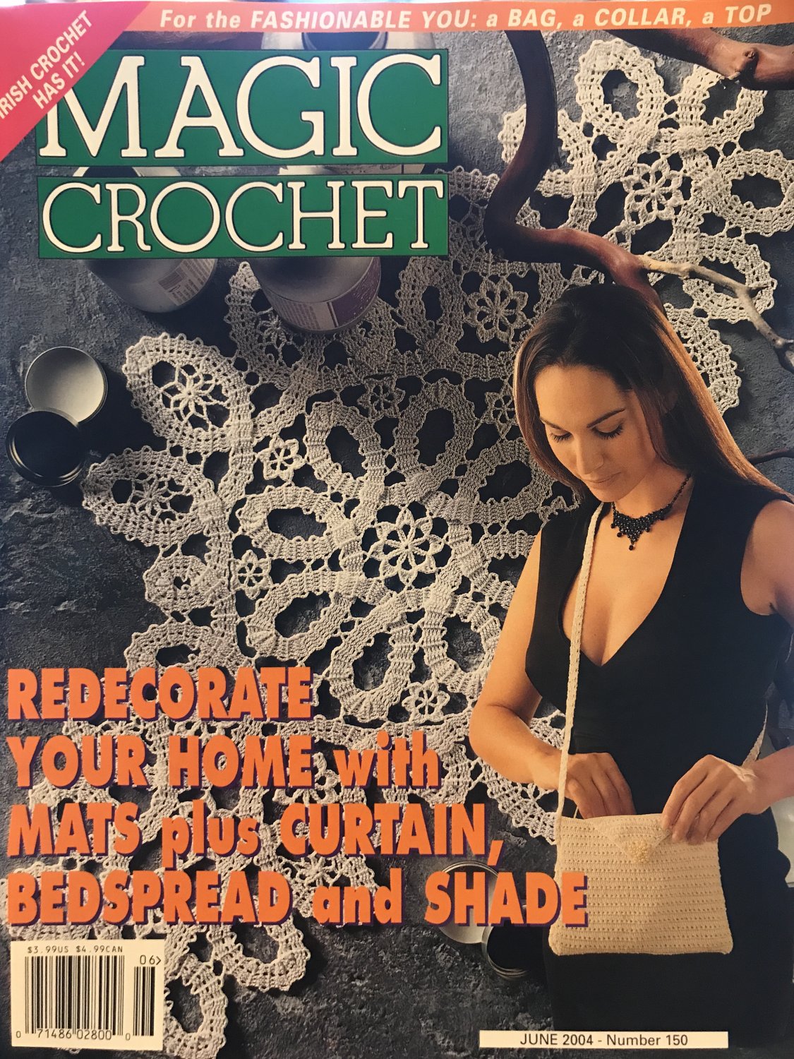 Magic Crochet Magazine 150 June 2004 Thread Crochet Doiles, Bedspread, Curtains