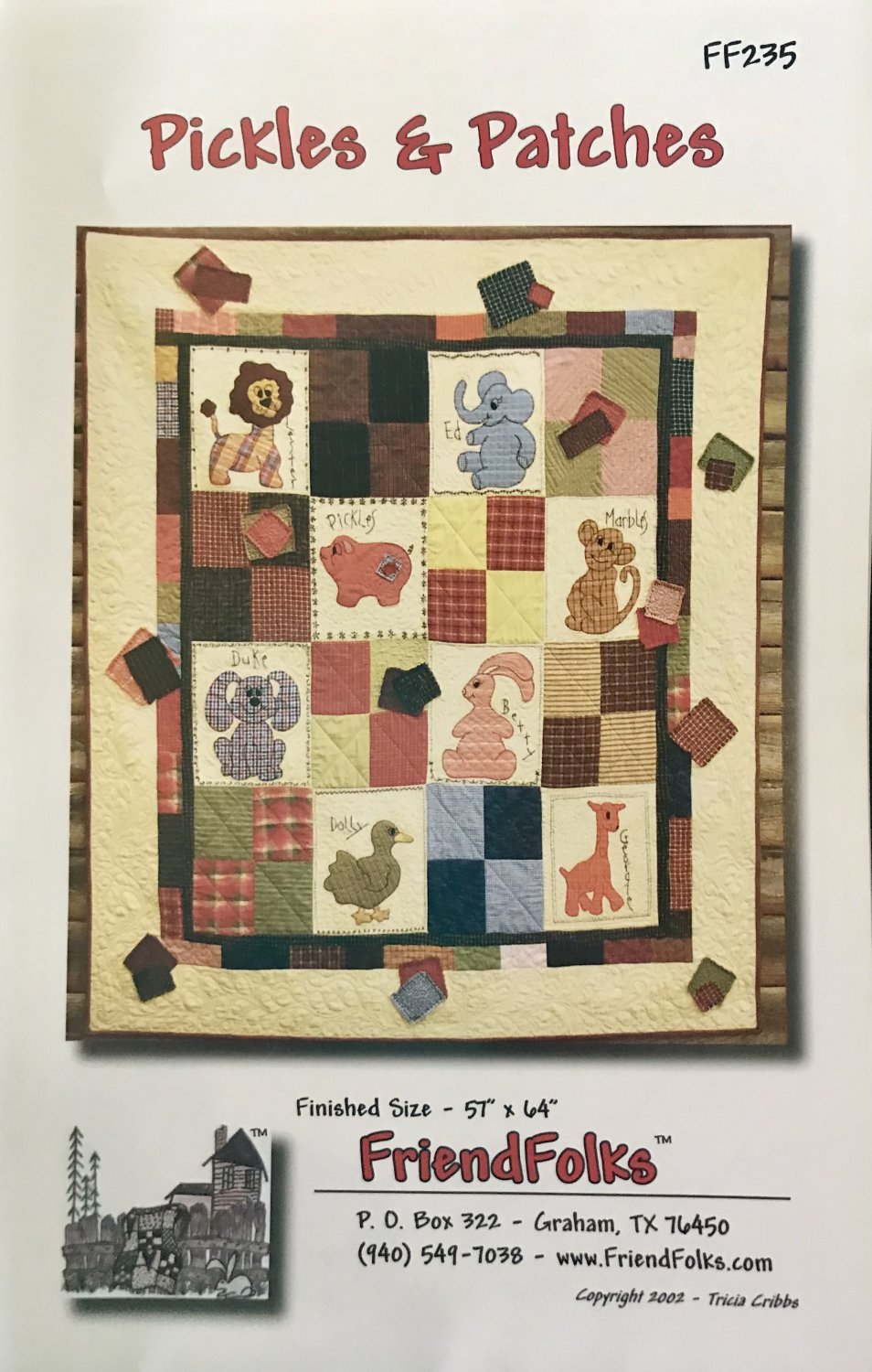 Pickle & Patches Baby Quilt Pattern 57" x 64" from Friend Folks FF235