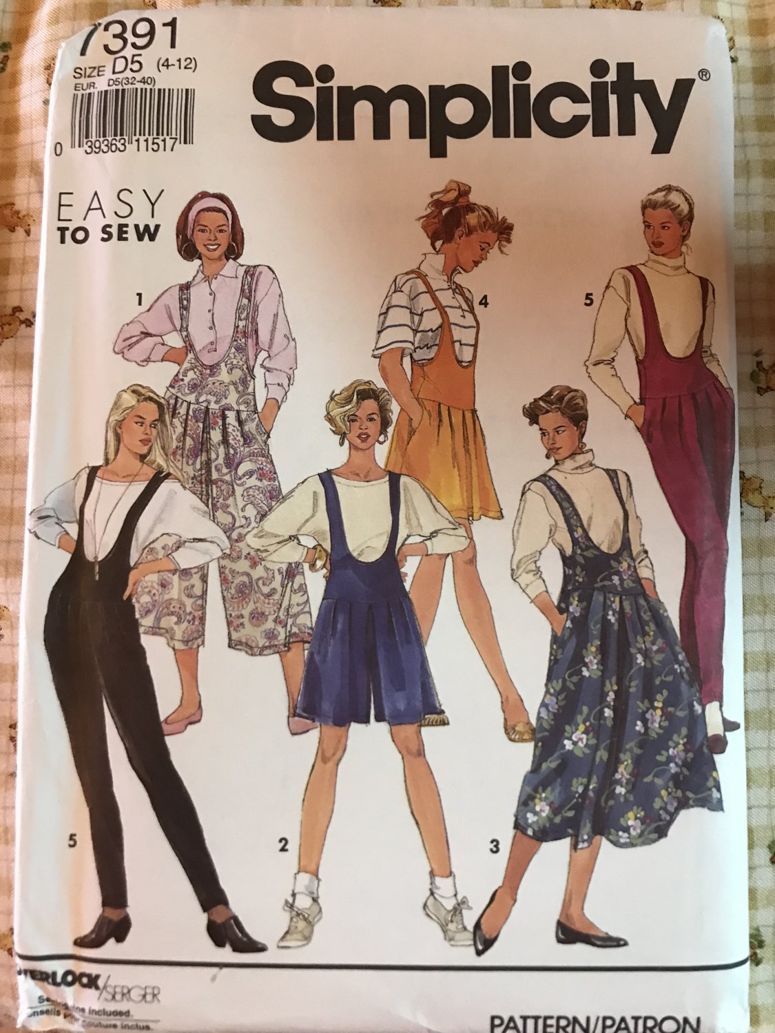 Simplicity 7391 Misses' Jumper, Culotte Jumper in Two Lengths & Jumpsuit Sewing Pattern Size 4 - 12