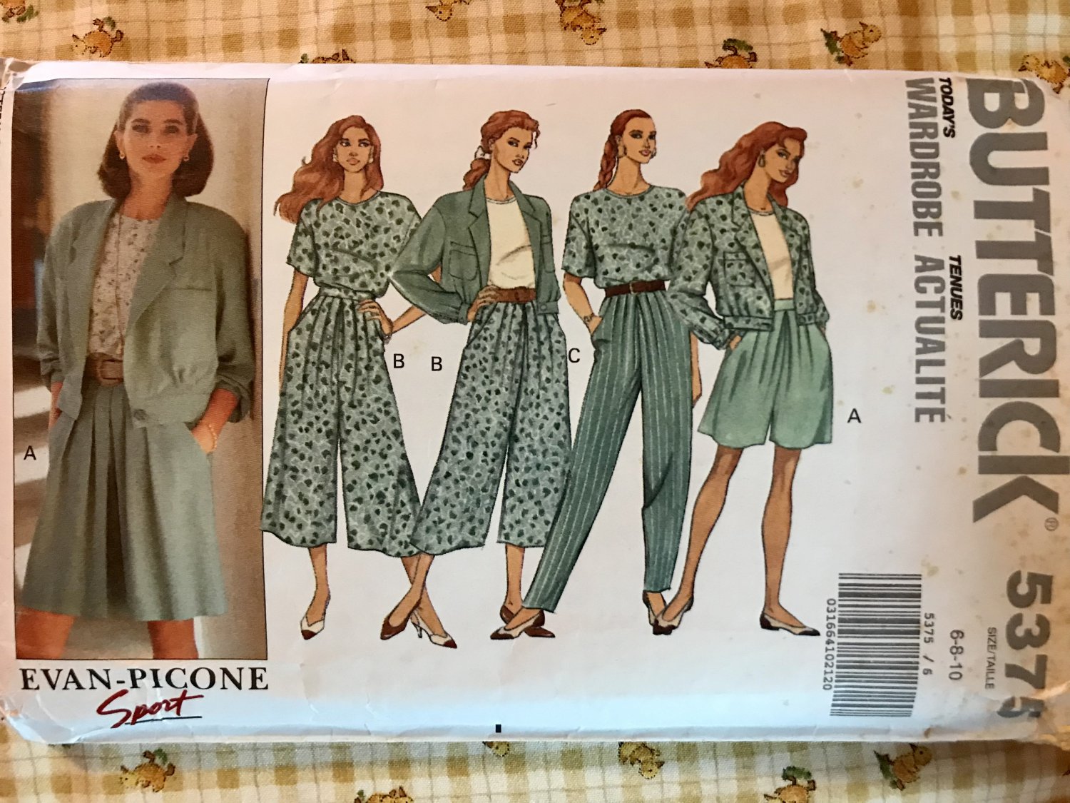Butterick 5375 Evan-Picone Wardrobe Pants Culottes Shorts Top Jacket Sewing Pattern Size 6 8 10