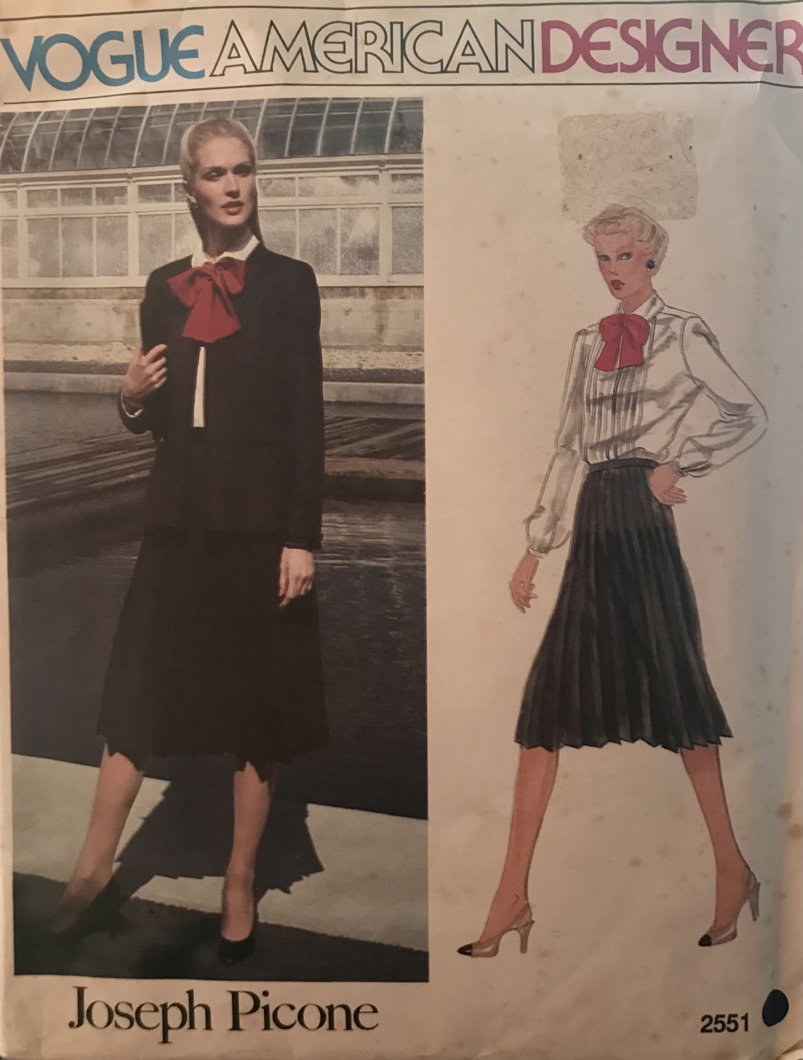 VOGUE 2551 Pattern AMERICAN DESIGNER Joseph Picone JACKET SKIRT BLOUSE Size 10