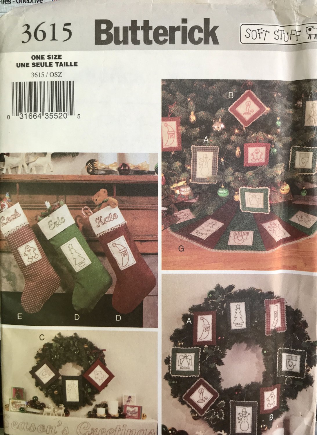 Butterick 3615 Christmas Decorating with Stitchery Sewing Pattern
