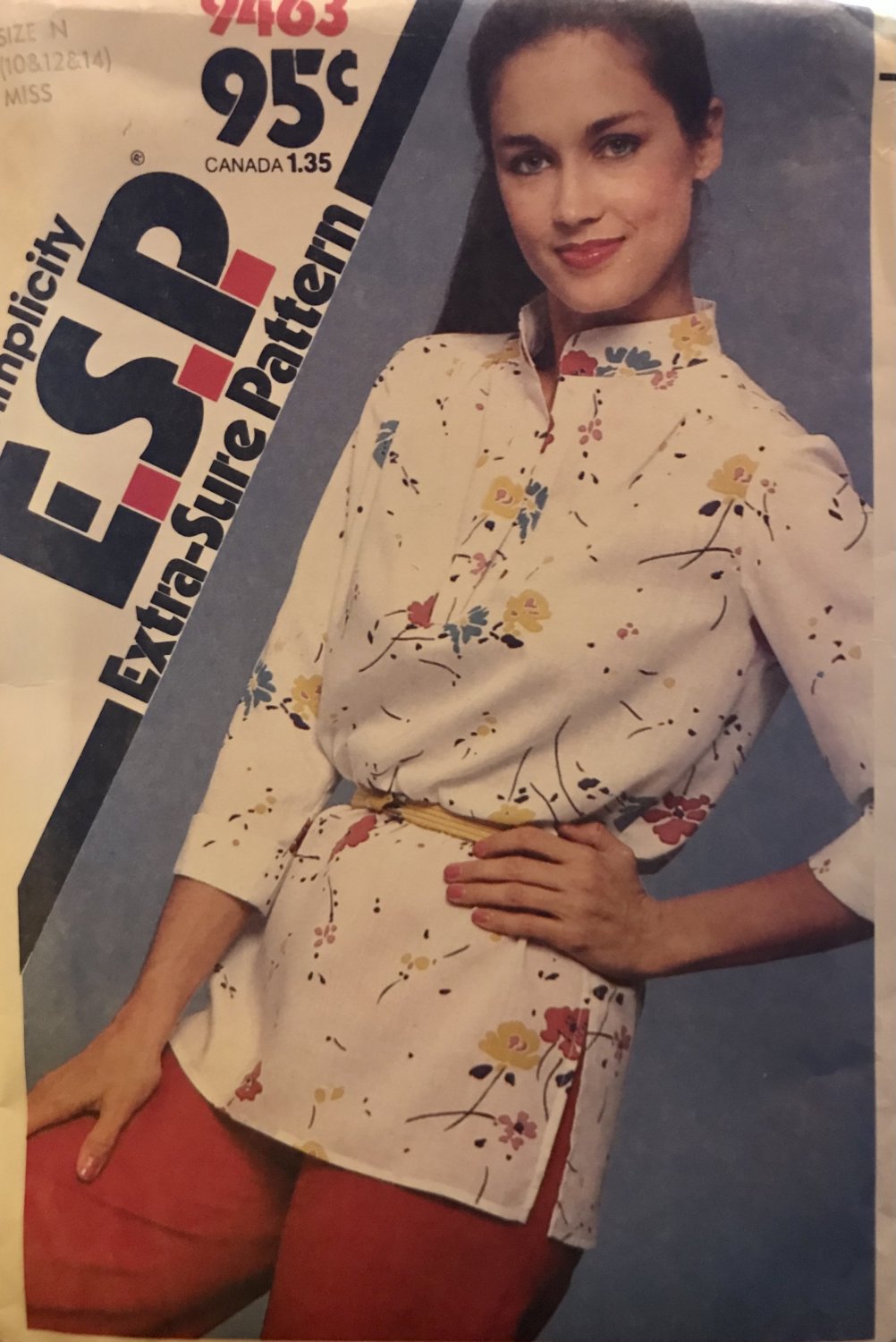 Simplicity 9463 Misses Tunic ESP Extra Sure Pattern Size 10 12-14 Uncut Sewing Pattern