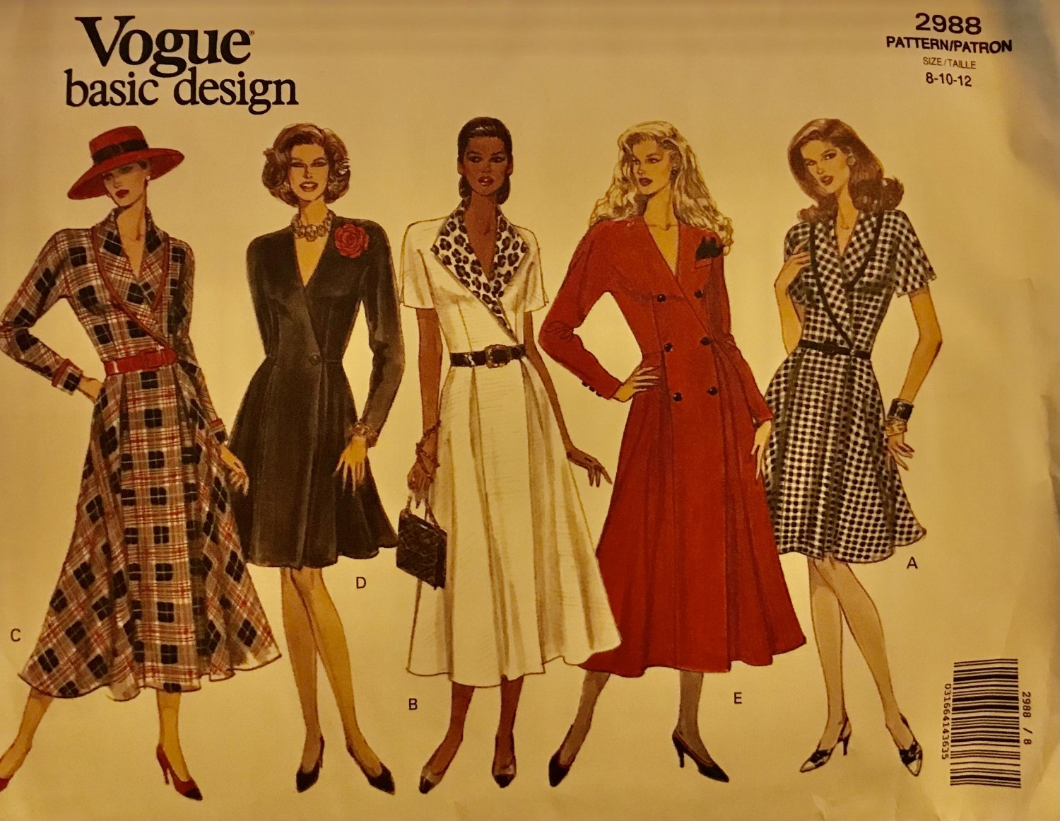 Vogue 2988 Misses' Coat Dress with Neckline, Sleeve, Length Variations Sewing Pattern size 8 10 12