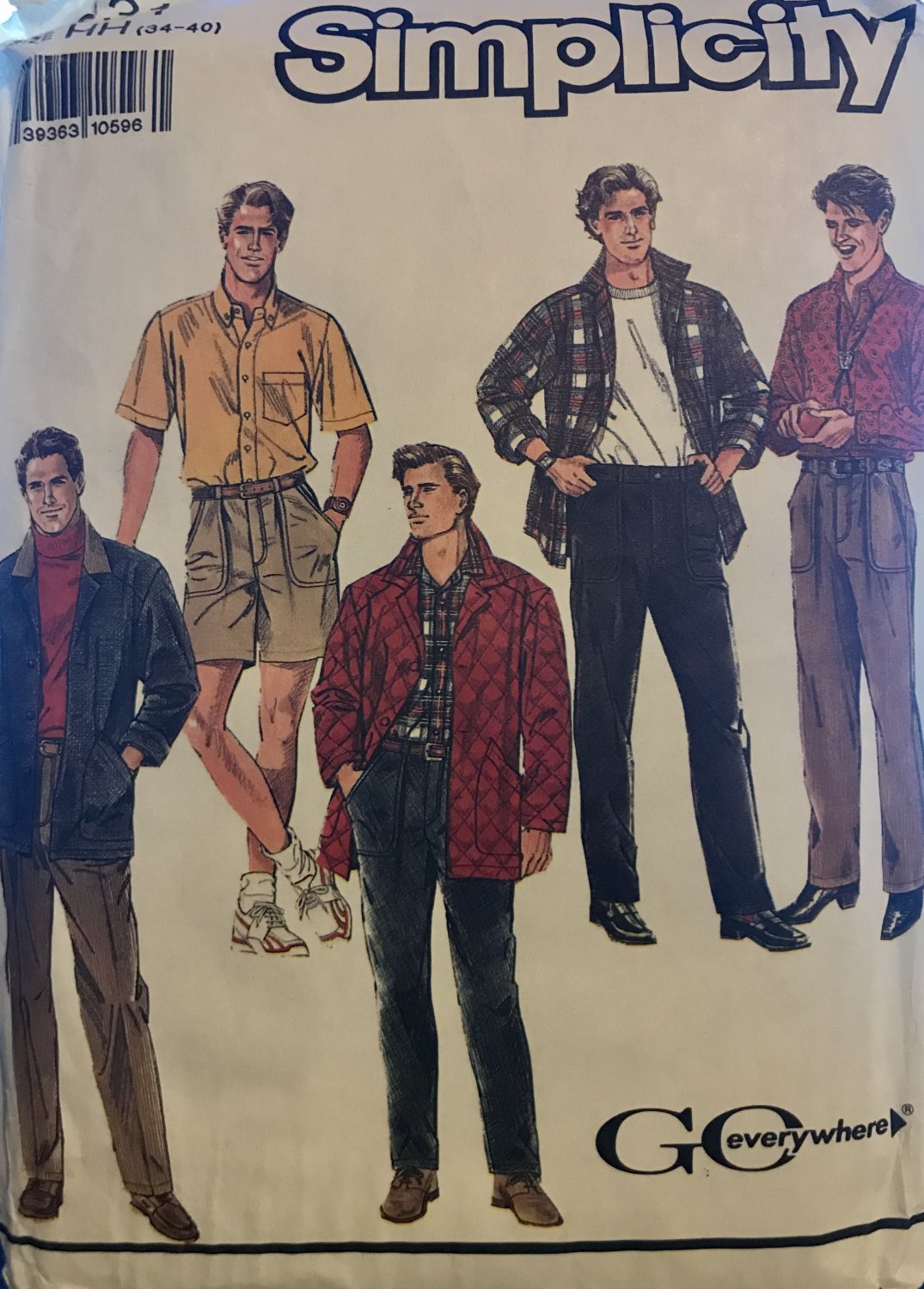 Simplicity 9931 Men's Pants or Shorts, Shirt and Unlined Jacket Sewing Pattern Chest 34 - 40