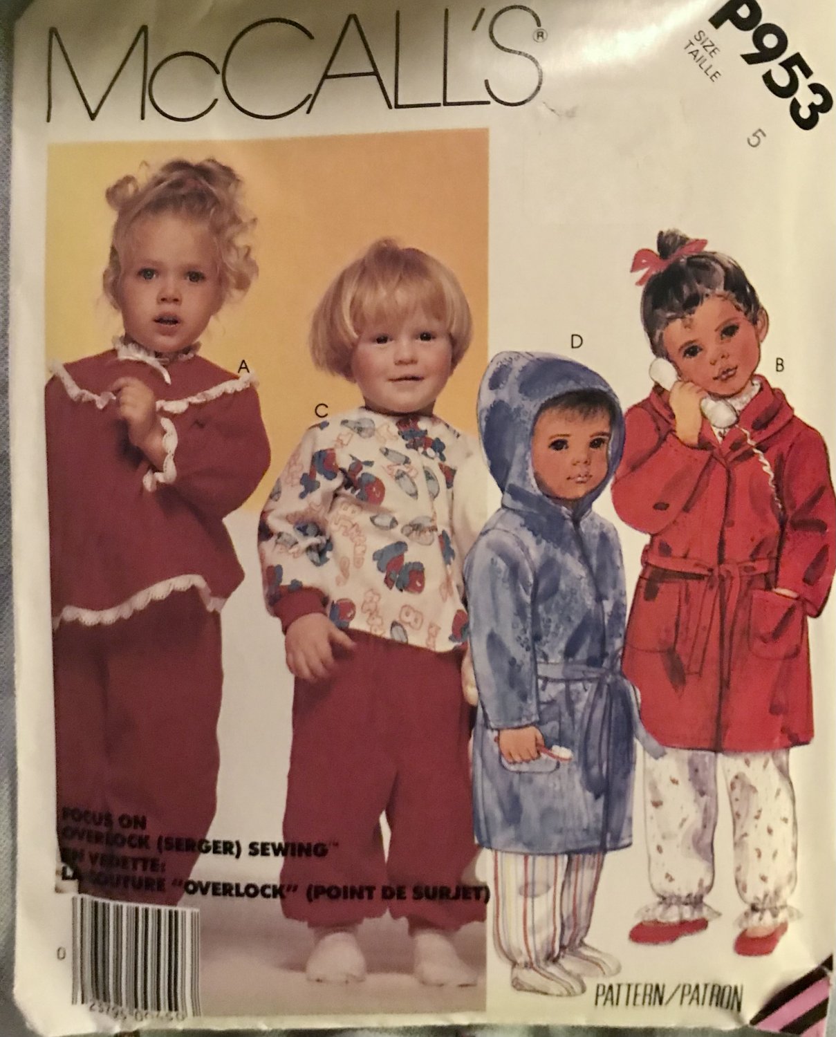 McCalls 2773 Sewing Pattern Girl Boy Toddler Size 5 Robe Pajamas