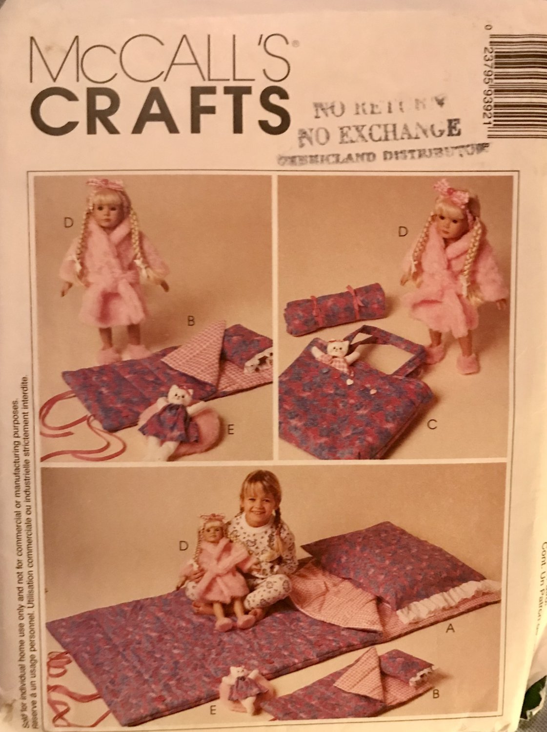 McCalls 9392 Accessories for Child and 18" Doll for Slumber Party Sewing Pattern