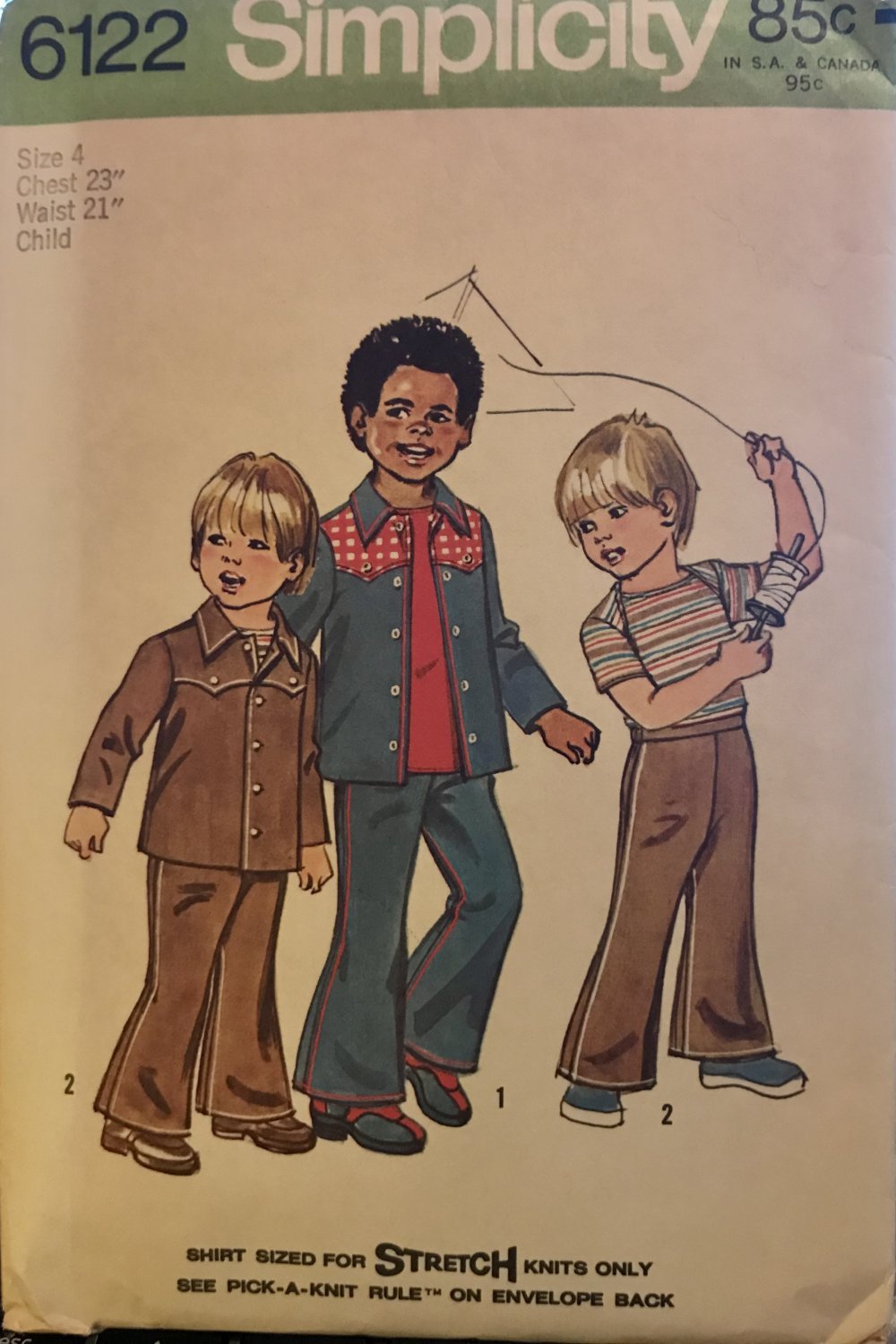 Simplicity 6122 Child's Shirt, Unlined Jacket & Bell-Bottom Pants Size 4