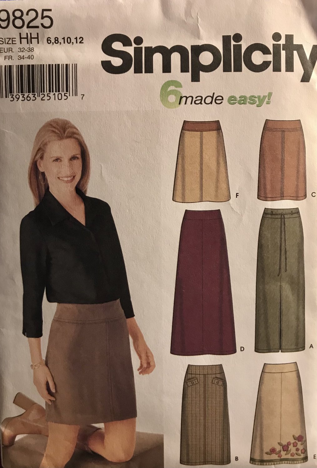Simplicity 9825 Pattern Misses' Skirt Sewing Pattern Size 6-8-10-12