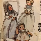 McCalls 8347 Infants Smocked Christening Gown Dress Coat Bonnet Booties Sewing Pattern Size 3 Months
